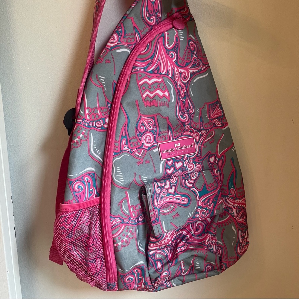 Simply Southern Pink and Gray Sling Bag Crossbody Preppy Casual